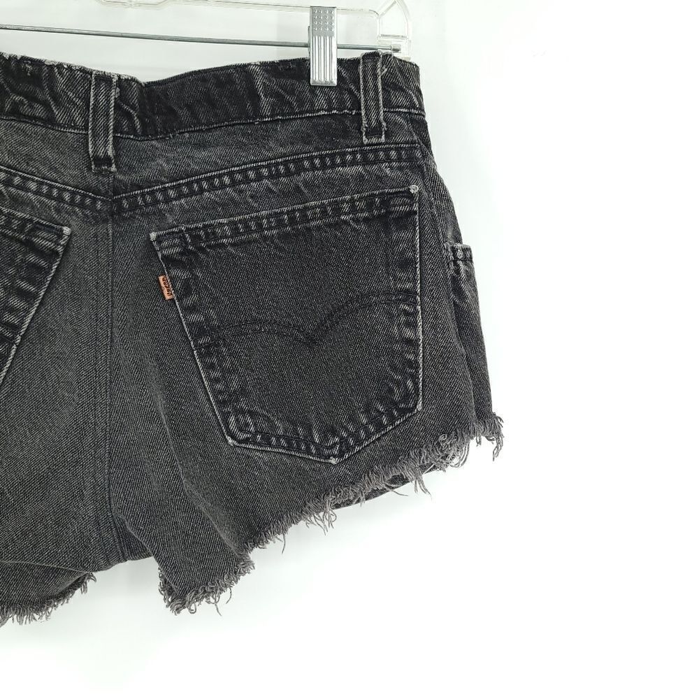 Levi's Jean Shorts Vintage Women's 29 Black Gold Tab 545 Loose Fit Cutoff Boho - Picture 15 of 16